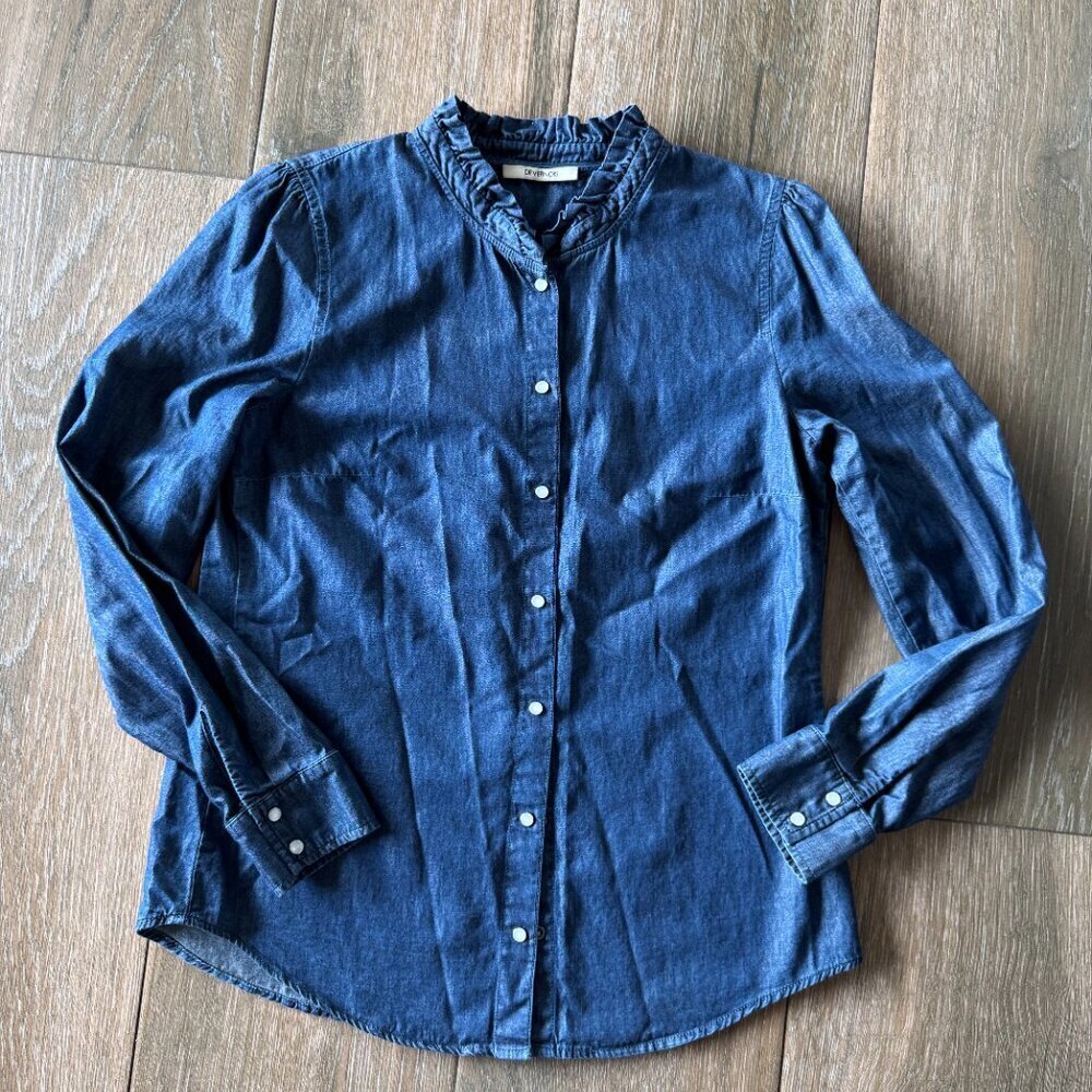 Devernois France women's long sleeve denim blouse size 36EU. US 6 - Picture 4 of 10